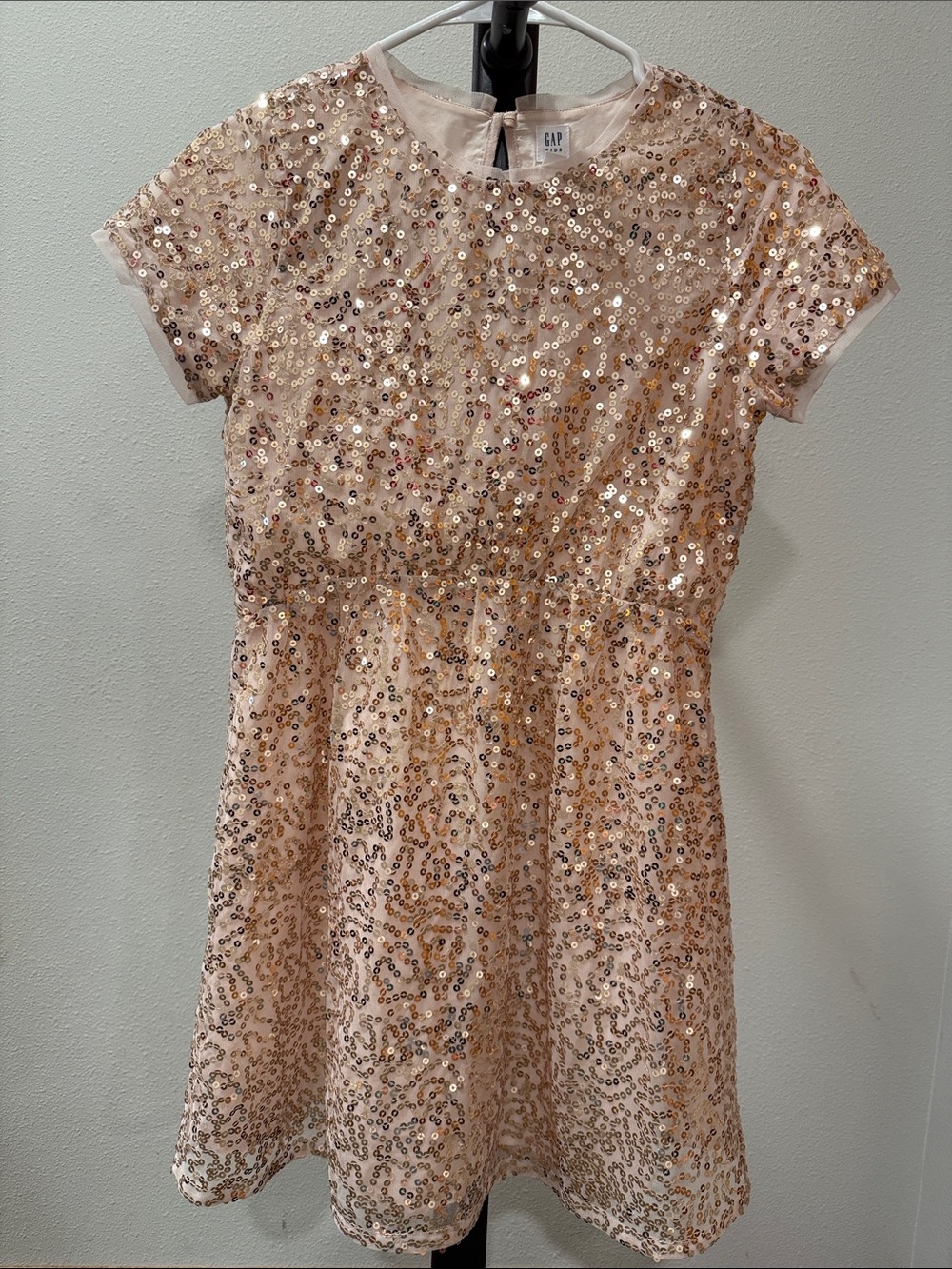EIC GAP Girl's Champagne Sequin Fit-and-Flare Dress